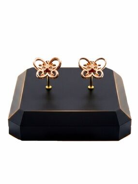 New 9k Gold Handmade Bohemian Minimalist Butterfly Stud Earrings